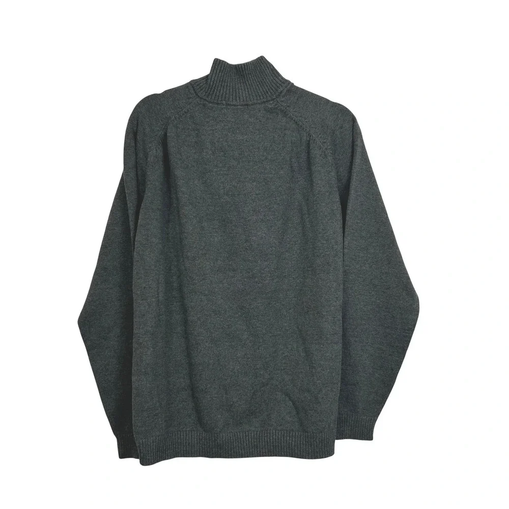 Claiborne‎ Quarter Zip Sweater Mens Large Gray Diamond Textured Knit Pullover